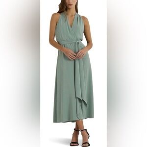Lauren Ralph Lauren Belted Sleeveless Drape Cocktail Dress, sz 4